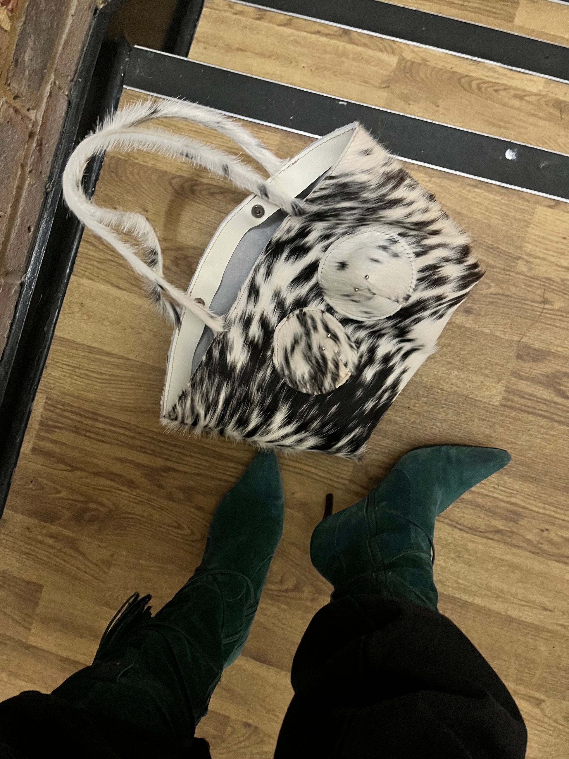 Cowhide pierced tote