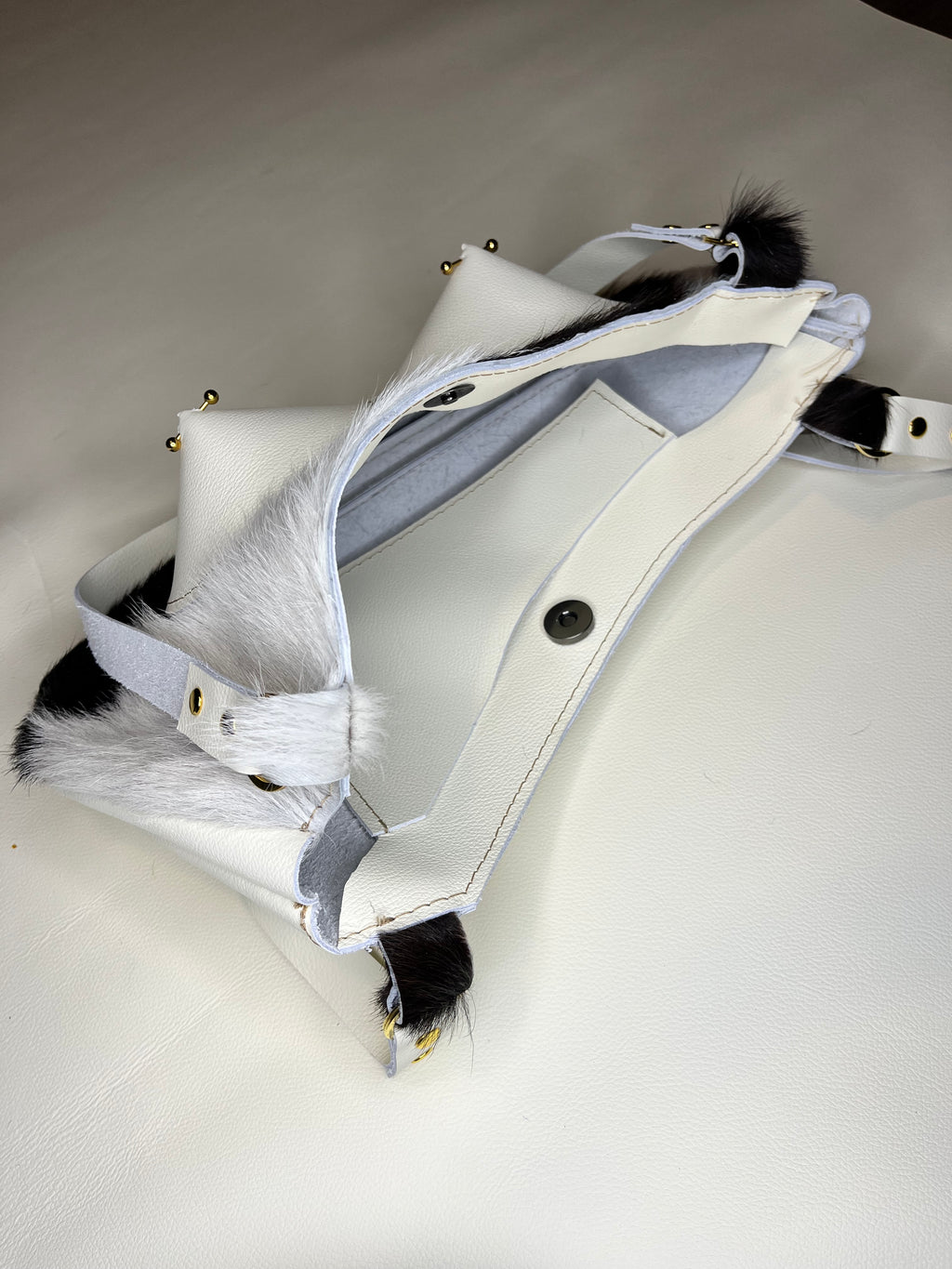 Cowhide Pierced Pair Shoulder Bag