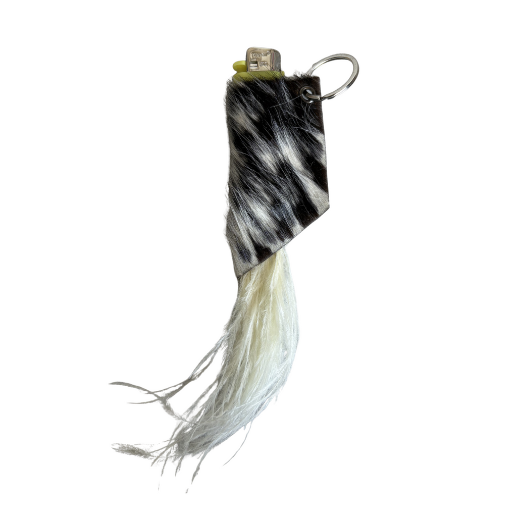 Cowhide Feather Lighter Holder 003