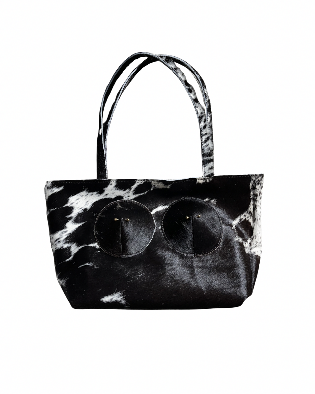Black Cowhide Pierced Tote