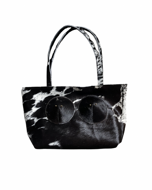 Black Cowhide Pierced Tote