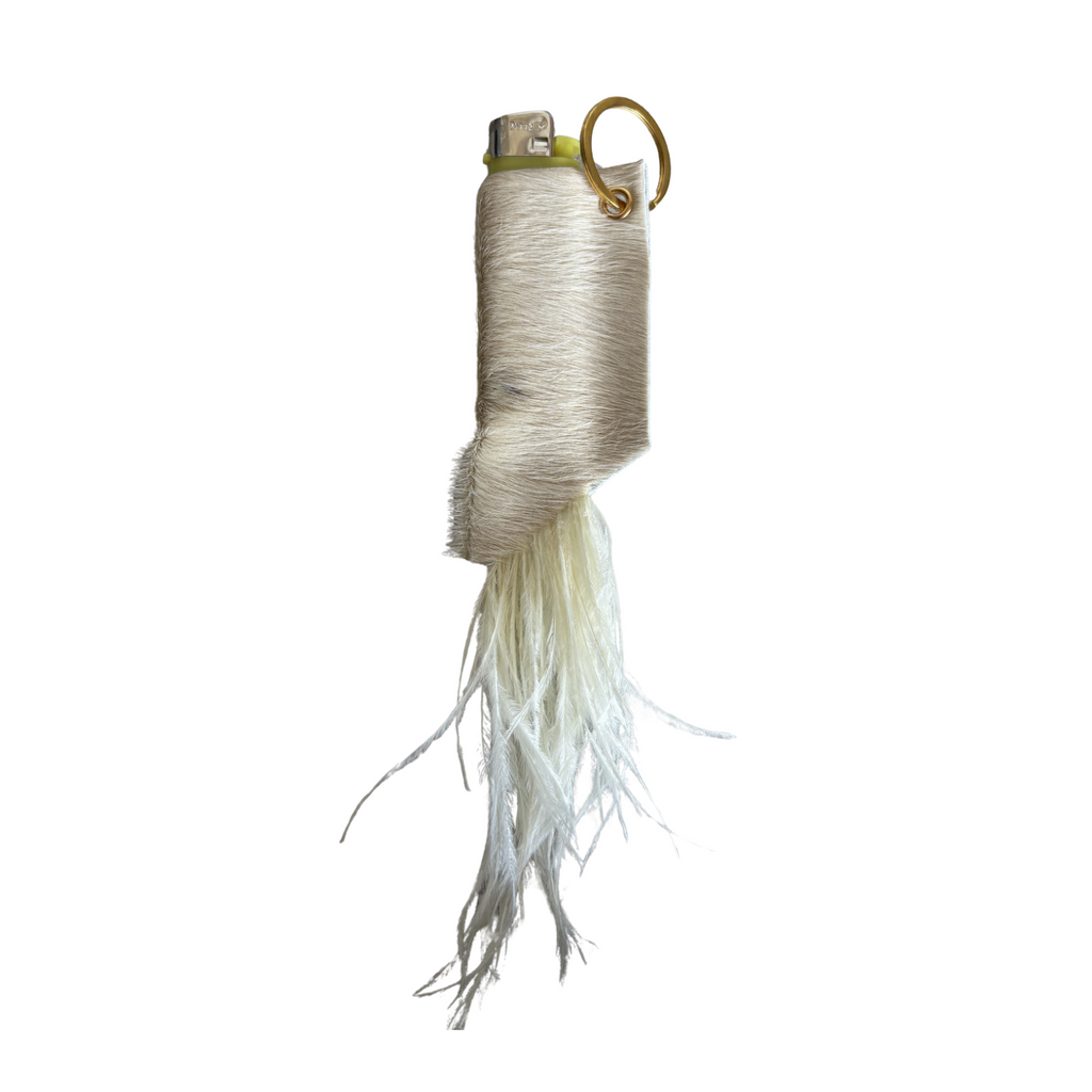 Cowhide Feather Lighter Holder 005