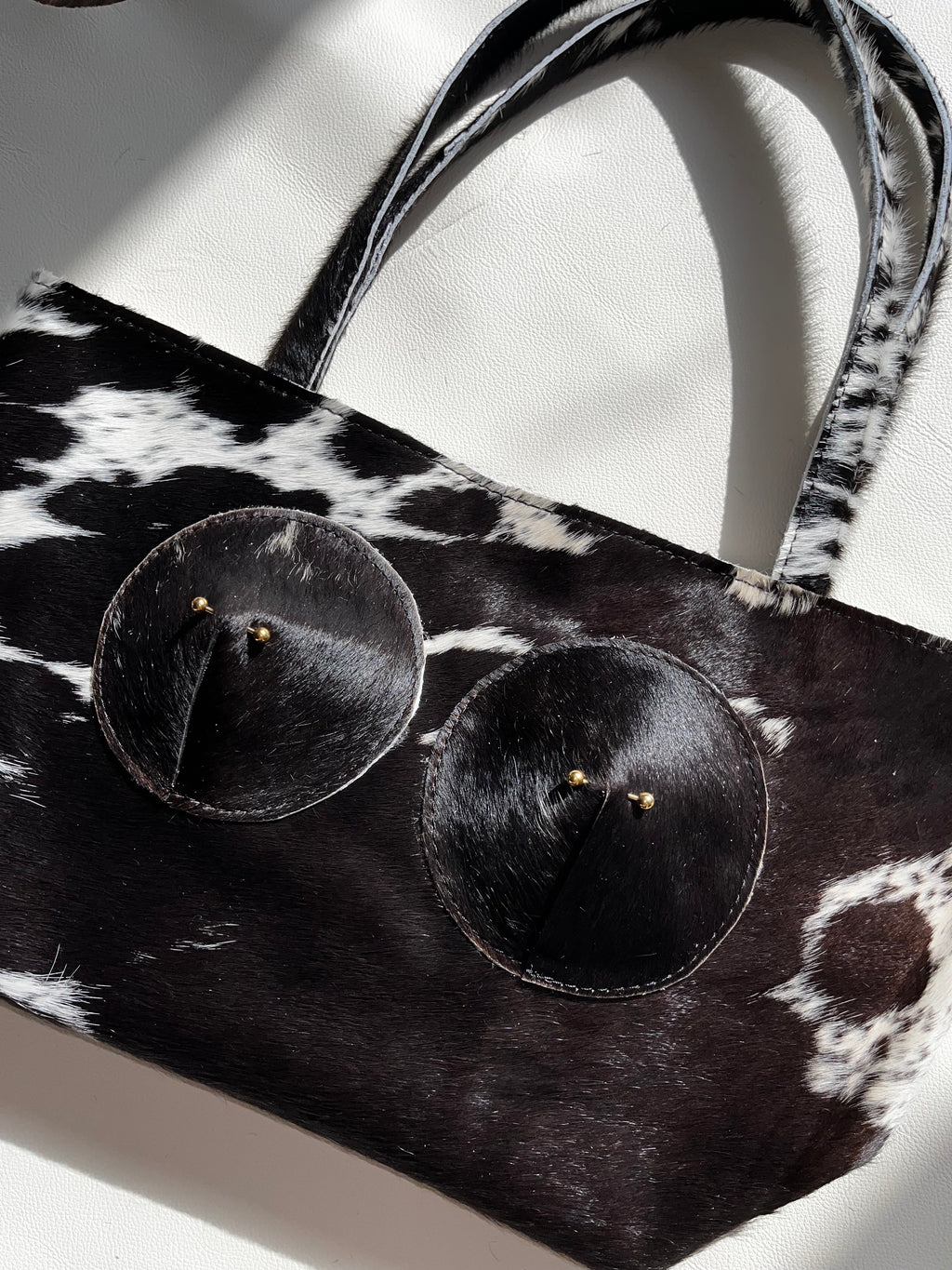 Black Cowhide Pierced Tote