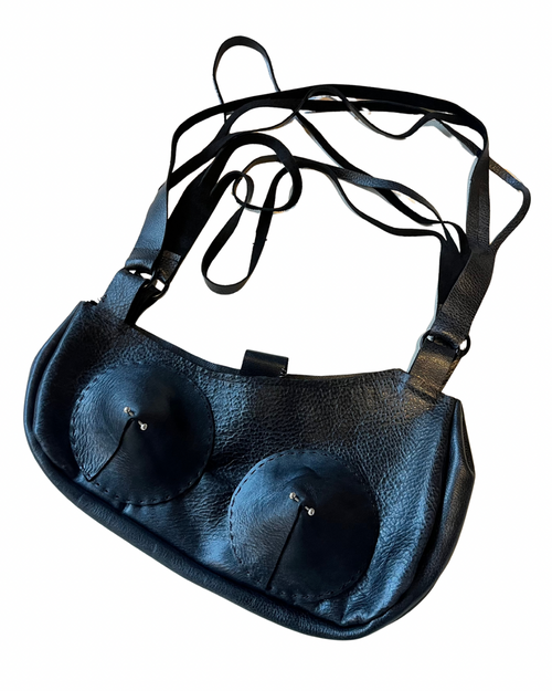 Gunmetal Pierced Shoulder Bag