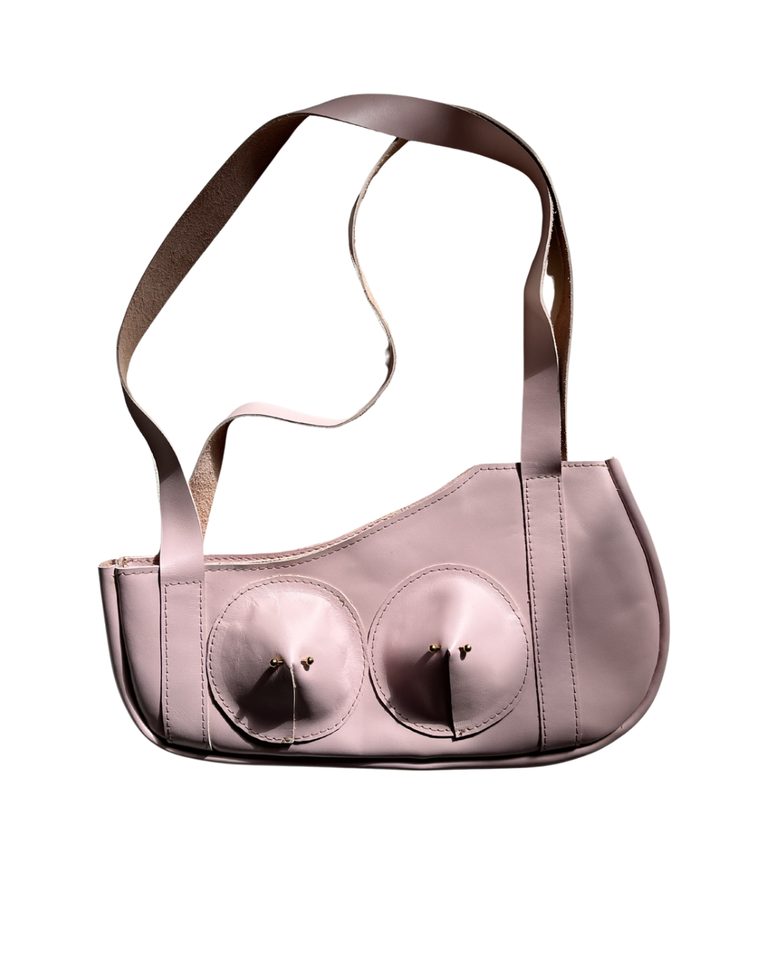 Pink pierced pair shoulder bag