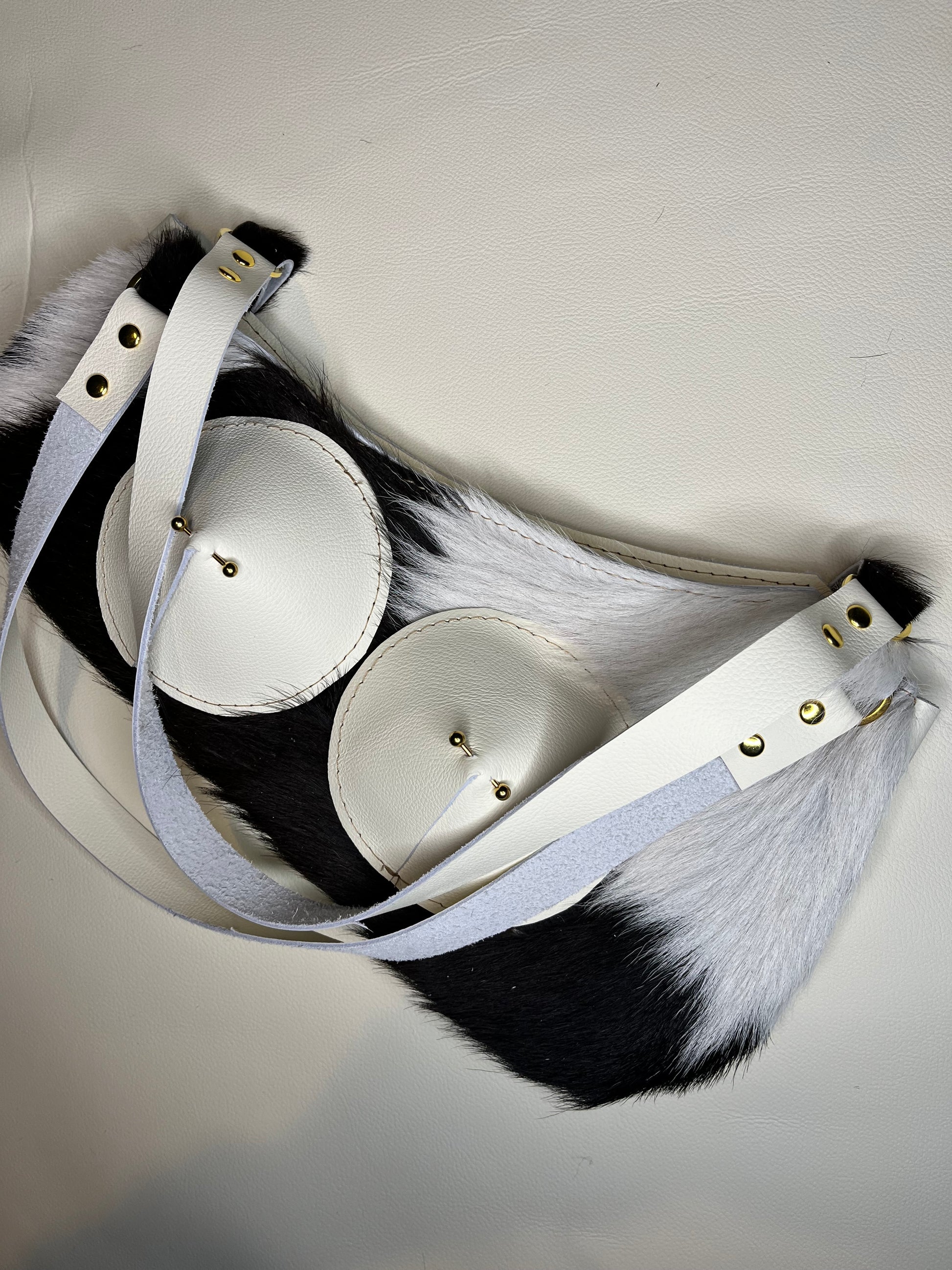 Cowhide Pierced Pair Shoulder Bag