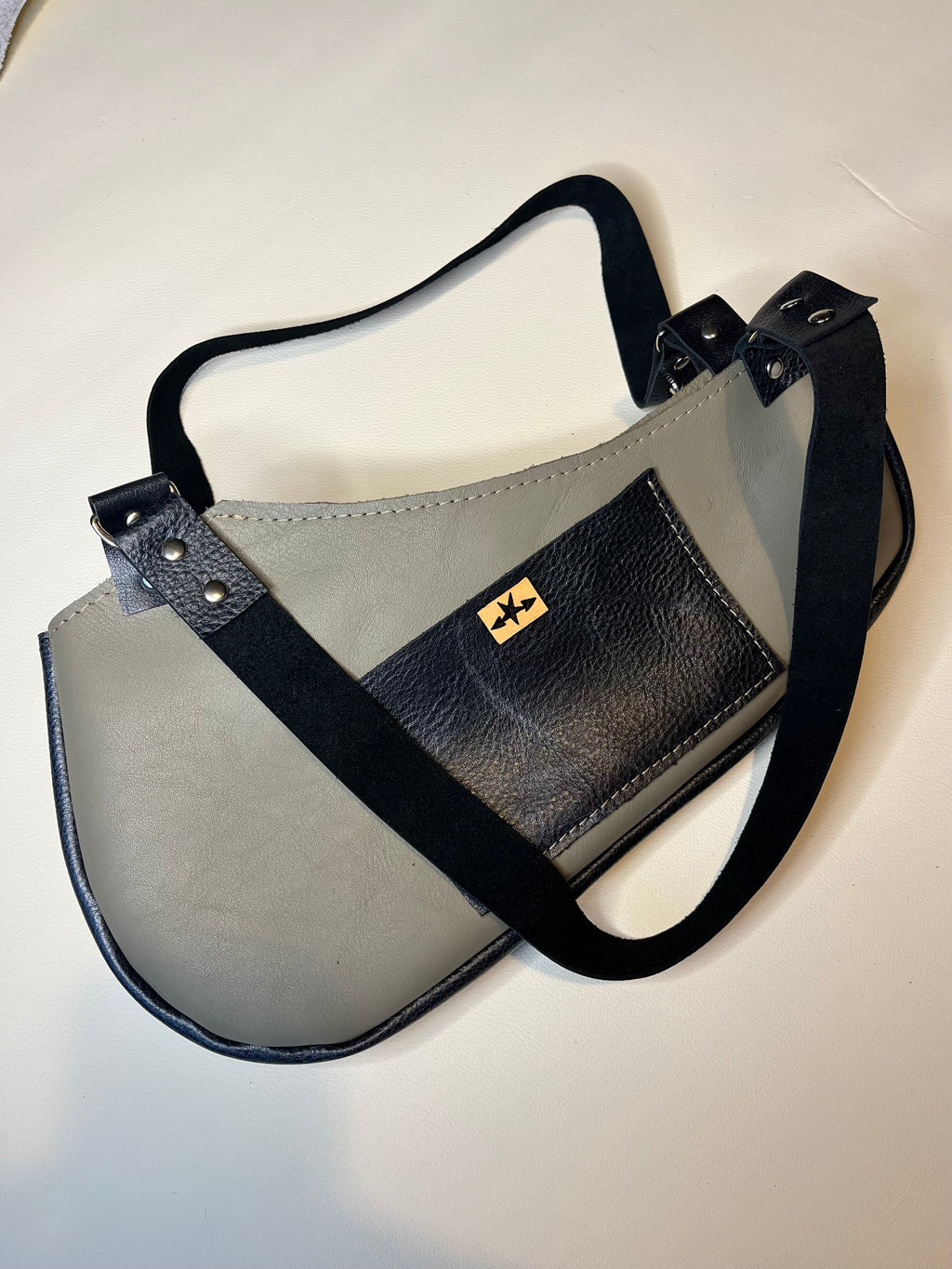 Khaki pierced shoulder bag