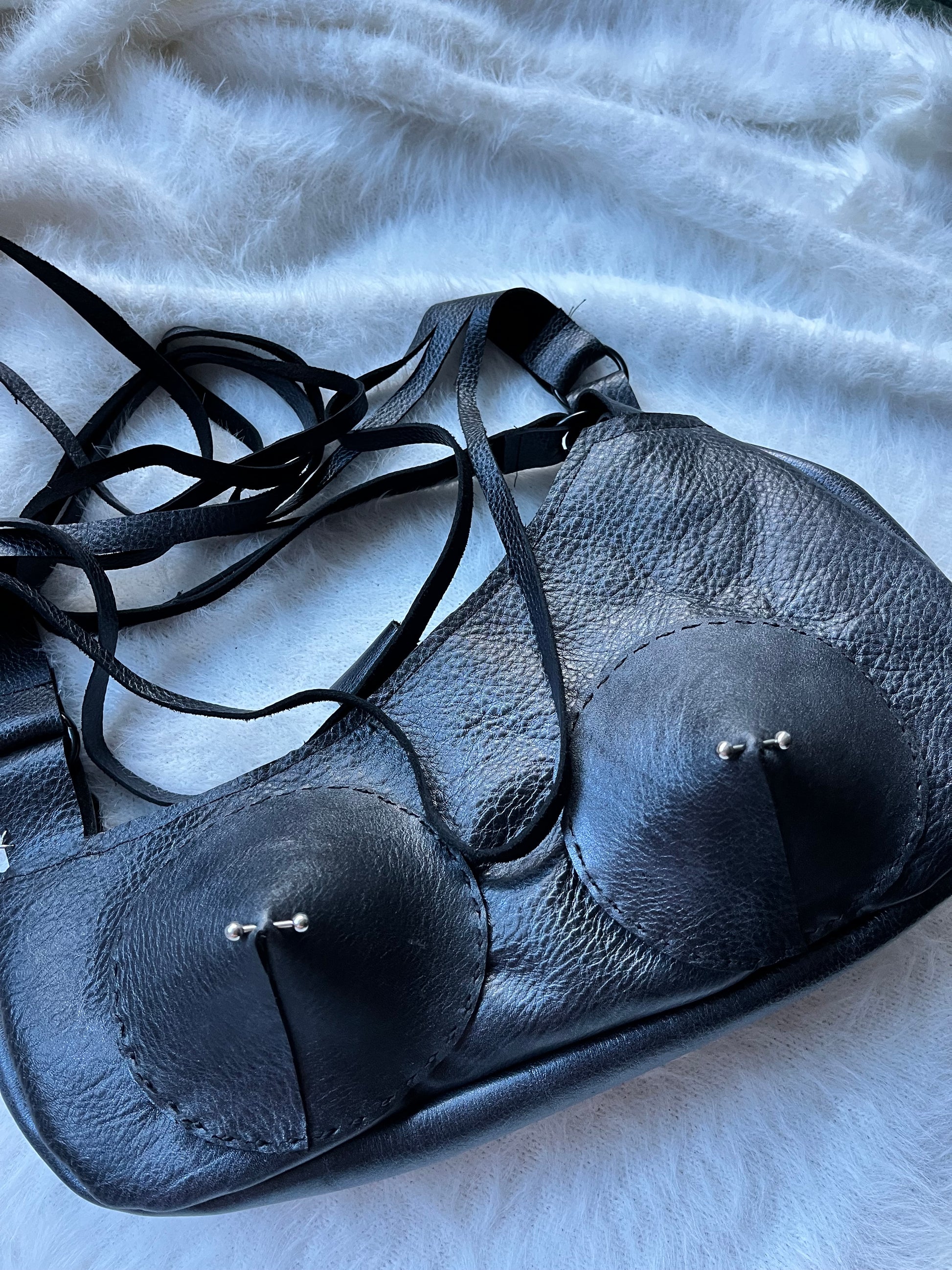 Gunmetal Pierced Shoulder Bag