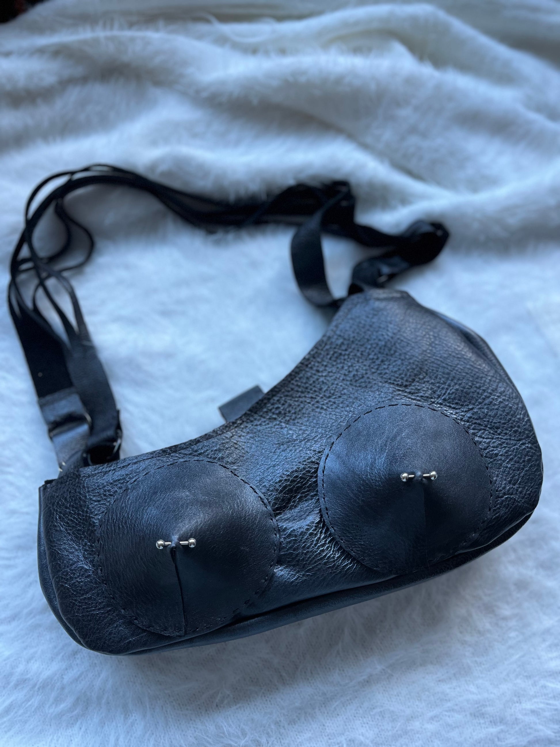 Gunmetal Pierced Shoulder Bag