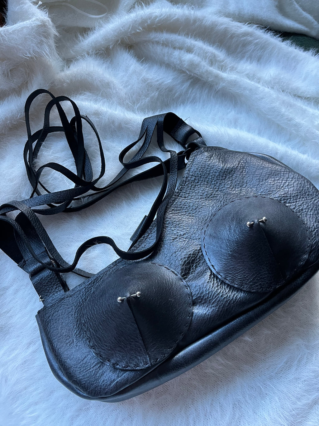 Gunmetal Pierced Shoulder Bag