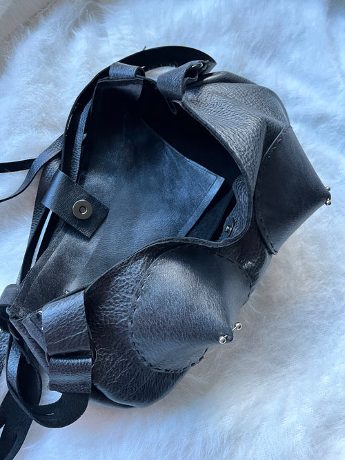 Gunmetal Pierced Shoulder Bag